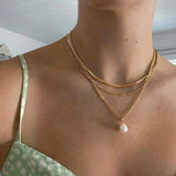 Gold-Plated Pearl Necklace for Stylish Women