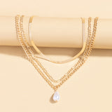 Gold-Plated Pearl Necklace for Stylish Women
