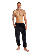 JOE BOXER Tonal Smiley Print Plush Pajama Pants Mens Joggers Mens Lounge Pants with Pockets (Black 2X-Large)