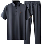 Black Summer Men's Quick-Drying Polo and Trousers Set