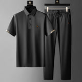 Black Summer Men's Quick-Drying Polo and Trousers Set
