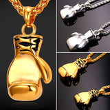 Gold Stainless Steel Boxing Glove Pendant Necklace