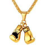 Gold Stainless Steel Boxing Glove Pendant Necklace