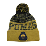 Icon Sports Federacion Mexicana de Futbol Asociacion Club Universidad Nacional A.C. - Pumas Mens Shade Team Pom Beanie Gold OSFM (PU45BN)