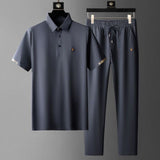Black Summer Men's Quick-Drying Polo and Trousers Set