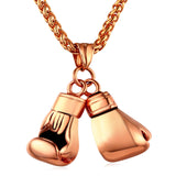 Gold Stainless Steel Boxing Glove Pendant Necklace