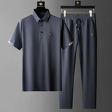 Black Summer Men's Quick-Drying Polo and Trousers Set