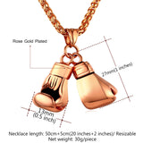 Gold Stainless Steel Boxing Glove Pendant Necklace