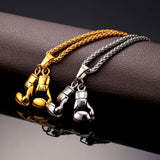 Gold Stainless Steel Boxing Glove Pendant Necklace