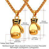 Gold Stainless Steel Boxing Glove Pendant Necklace