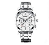 Stylish Men's Black Gold Steel Sports Watch with 3 Eyes