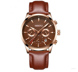 Stylish Men's Black Gold Steel Sports Watch with 3 Eyes
